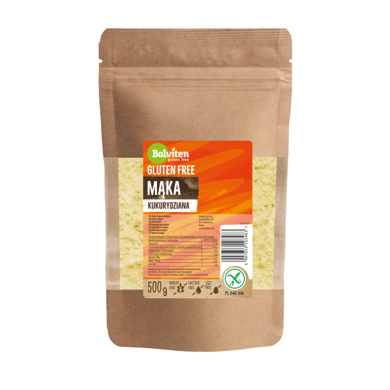 Balviten Mąka kukurydziana 500g. Produkt bezglutenowy