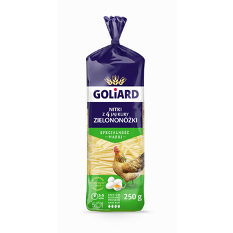 Makaron Goliard Nitki Pszenny Jajeczny z Jaj Kury Zielononóżki Durum 250 g