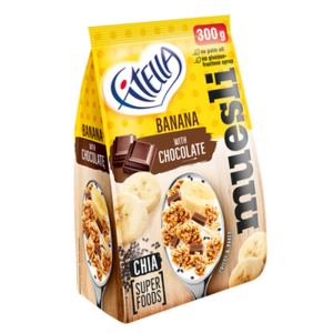 Fitella Musli chrupkie bananowe z kawałkami czekolady i nasionami chia 300g