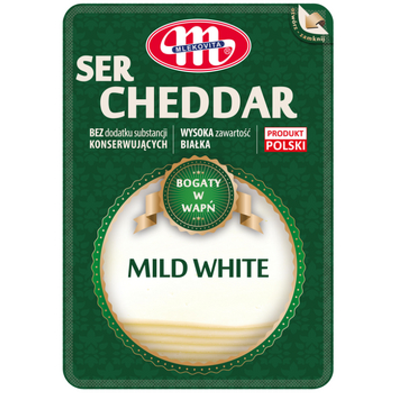 Mlekovita Ser Cheddar Mild White plastry 300g