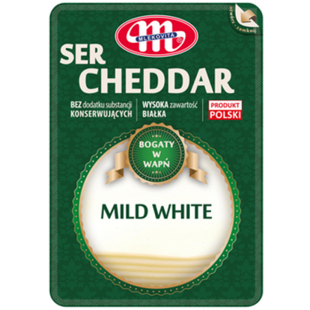 Mlekovita Ser Cheddar Mild White plastry 300g