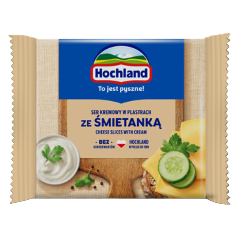 Hochland ze śmietanką. Ser kremowy topiony w plastrach ze śmietanką 130g