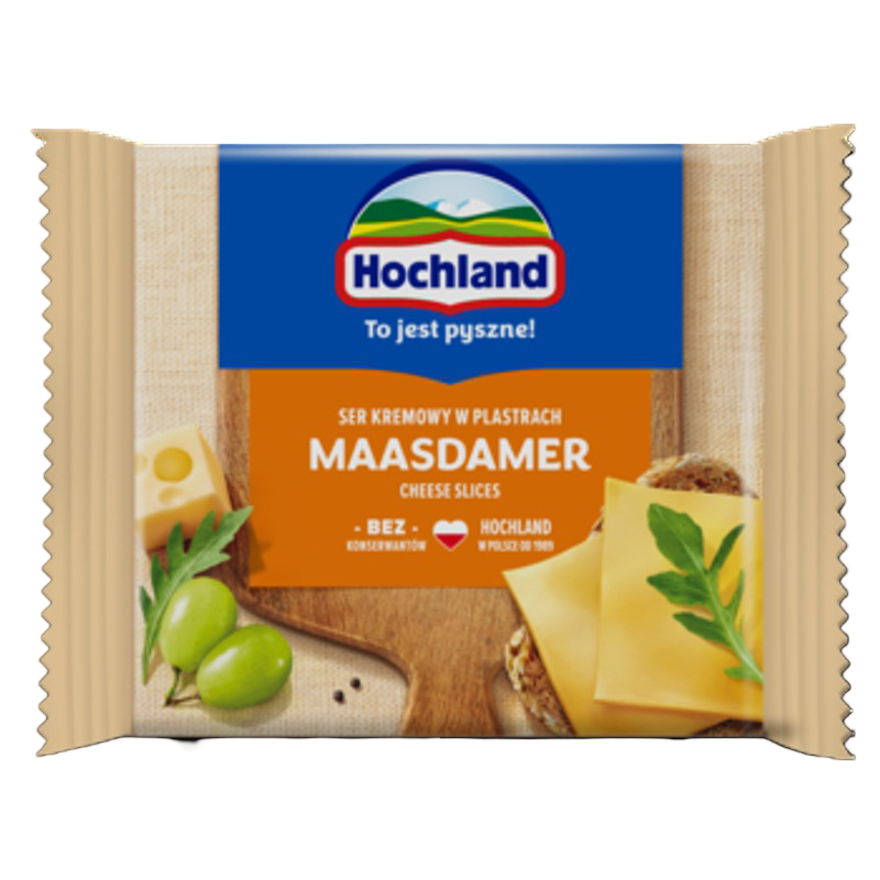 Hochland Maasdamer. Ser kremowy topiony w plastrach z Maasdamerem 130g