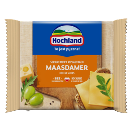 Hochland Maasdamer. Ser kremowy topiony w plastrach z Maasdamerem 130g