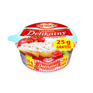 President Twaróg Delikatny z pomidorami 150g+25g