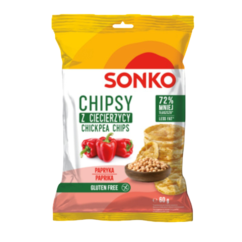 SONKO Chipsy z ciecierzycy o smaku papryki 60g