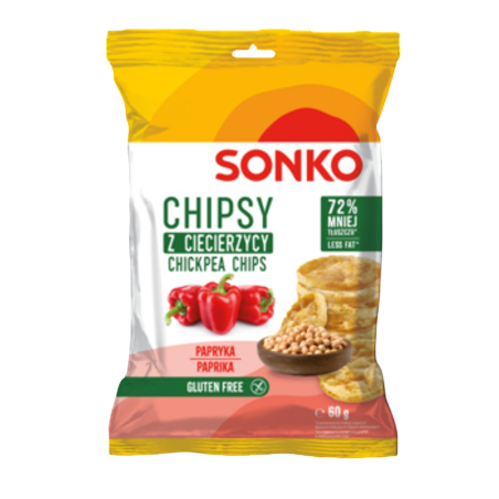 SONKO Chipsy z ciecierzycy o smaku papryki 60g