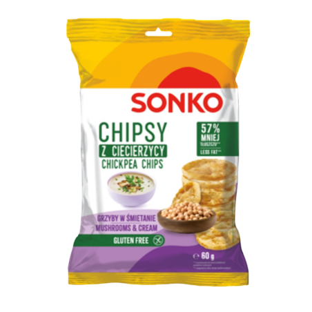 SONKO Chipsy z ciecierzycy o smaku grzybów w śmietanie 60g