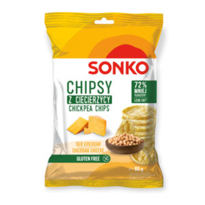 SONKO Chipsy z ciecierzycy o smaku sera cheddar 60g