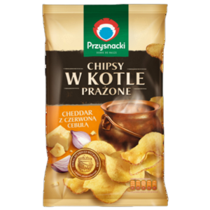 Przysnacki Chipsy w kotle prażone Cheddar z czerwoną cebulą 125g