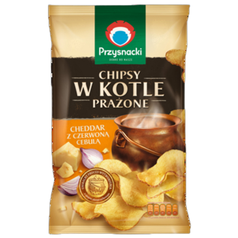 Przysnacki Chipsy w kotle prażone Cheddar z czerwoną cebulą 125g