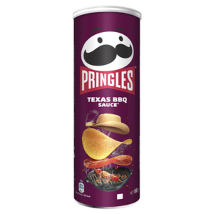 Pringles texas barbeque tuba 165g- chrupki o smaku teksańskiego sosu barbecue. Pikantny produkt piekarski.
