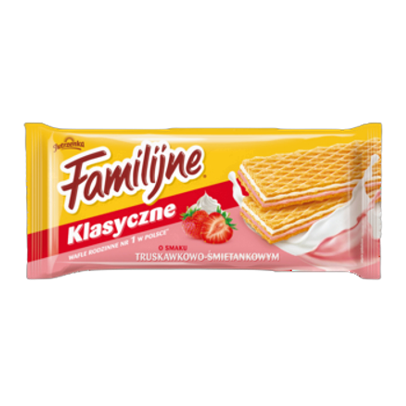 Familijne Wafle o smaku truskawkowo-śmietankowym 180 g