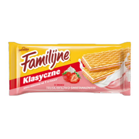 Familijne Wafle o smaku truskawkowo-śmietankowym 180 g