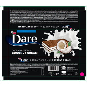 DARE - Kakaowy wafel z kremem kokosowym - 142 g