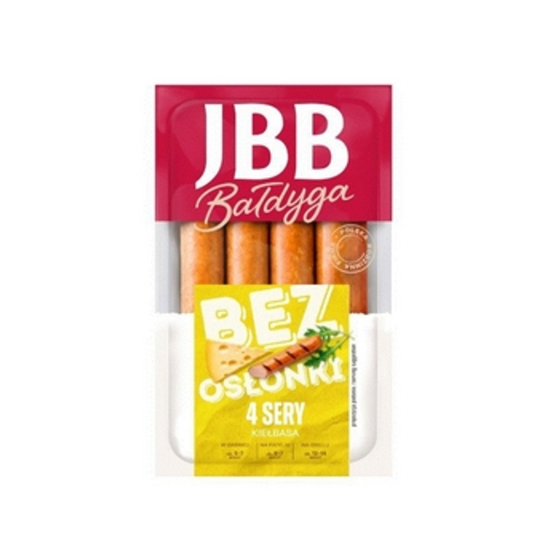 Kiełbasa 4 sery bez osłonki 330 g JBB