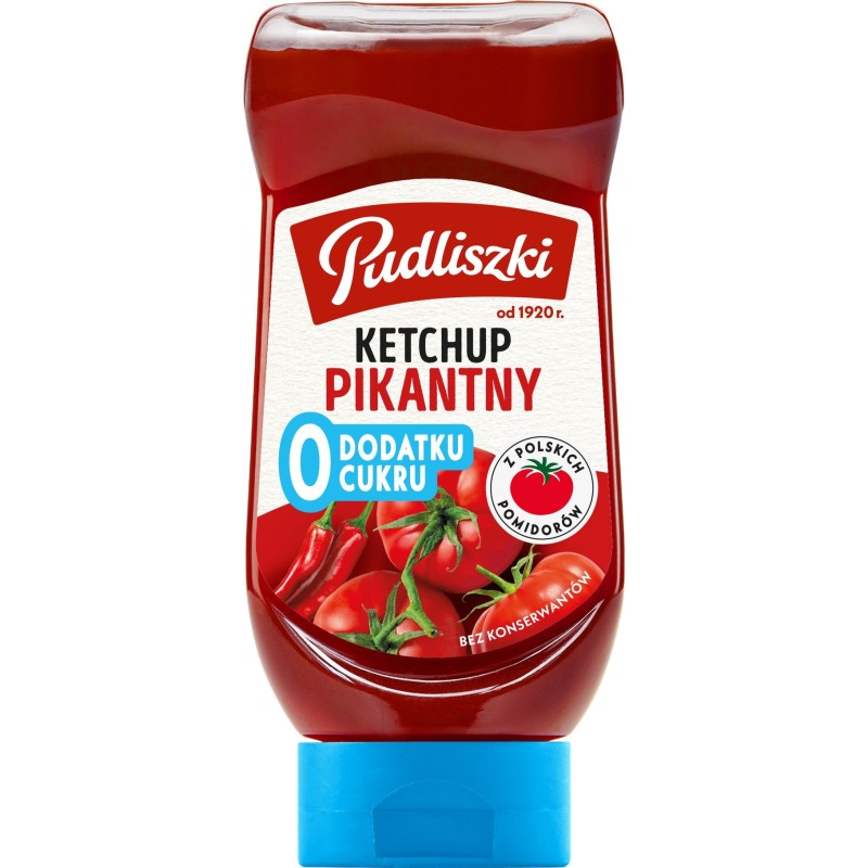 Pudliszki Ketchup pikantny zero cukru 440g