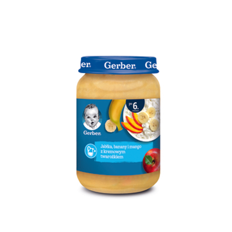 Gerber Jabłka, banany i mango z kremowym twarożkiem 190g