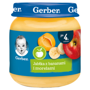 Gerber Deserek Jabłka z bananami i morelami po 4 miesiącu 125 g