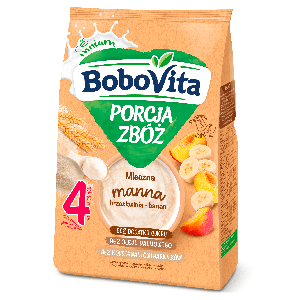 BoboVita Porcja Zbóż Kaszka mleczna manna brzoskwinia-banan po 4 miesiącu 210 g