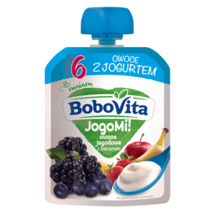 BoboVita JogoMi! Owoce z jogurtem owoce jagodowe z bananem po 6 miesiącu 80 g