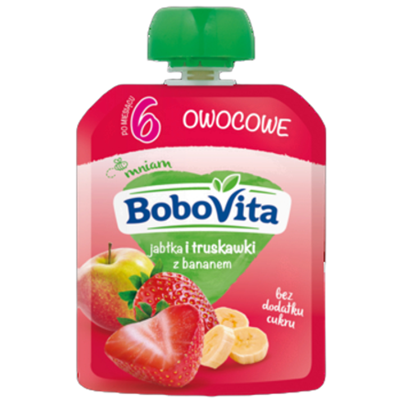 BoboVita Jabłka i truskawki z bananem po 6 miesiącu 80 g