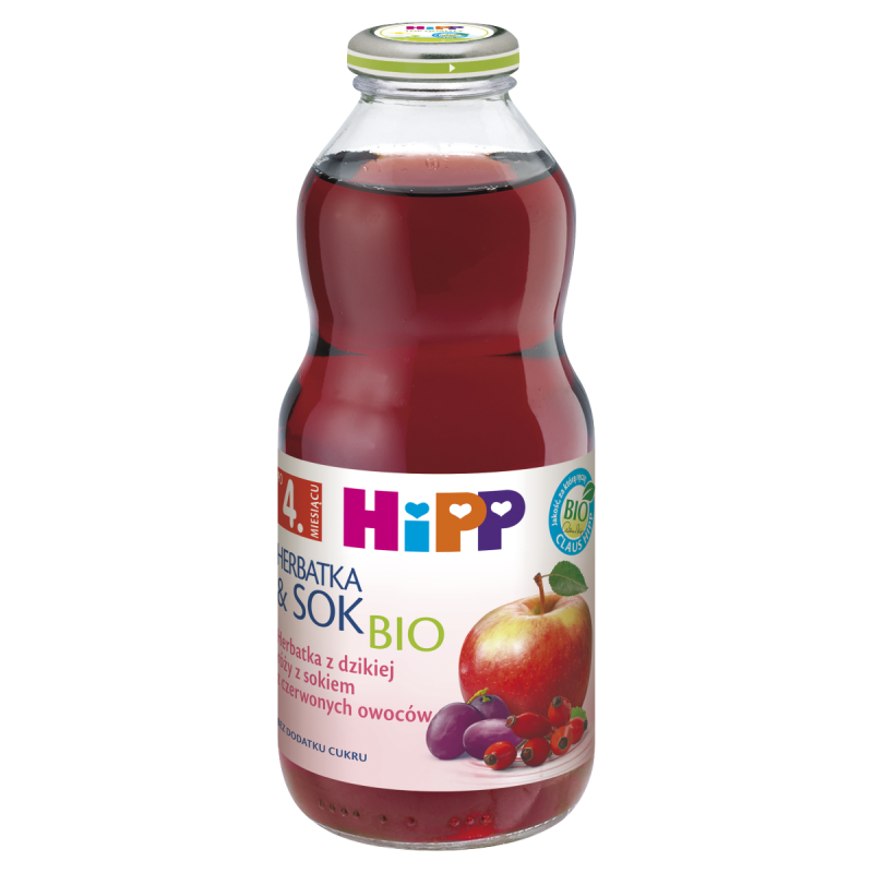 HiPP BIO od pokoleń, Herbatka z dzikiej róży z sokiem z czerwonych owoców, po 4. m-cu, 500 ml