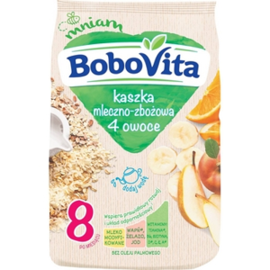 BoboVita Kaszka mleczno-zbożowa 4 owoce po 8 miesiącu 230 g