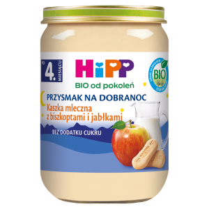 HiPP BIO Przysmak na Dobranoc Kaszka mleczna z biszkoptami i jabłkami po 4. miesiącu 190 g