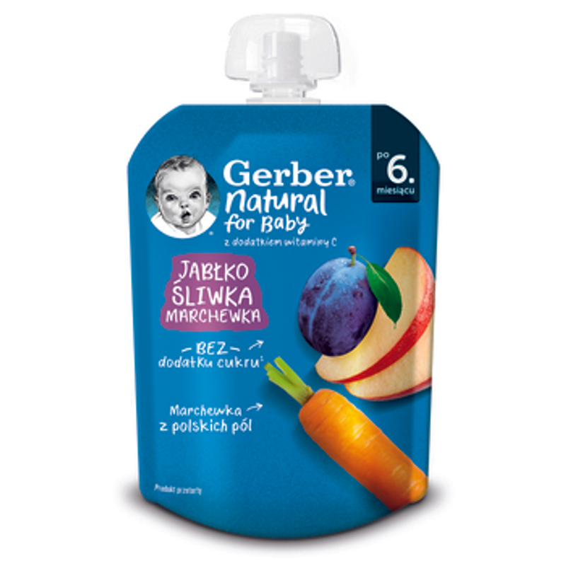 Gerber Deserek w tubce jabłko śliwka marchewka po 6 miesiącu 80g