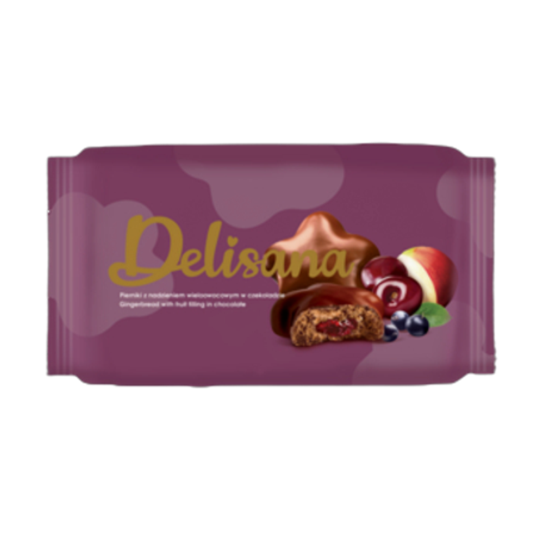 DELISANA Pierniki w czekoladzie z nadzieniem wieloowocowym 200g