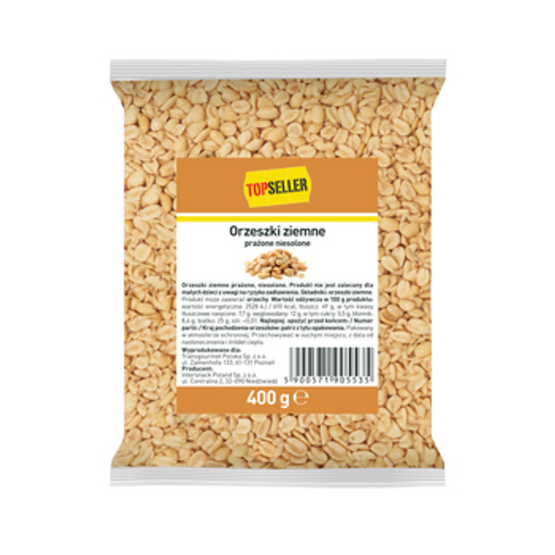 TOPSELLER Orzeszki ziemne prażone, niesolone 400 g