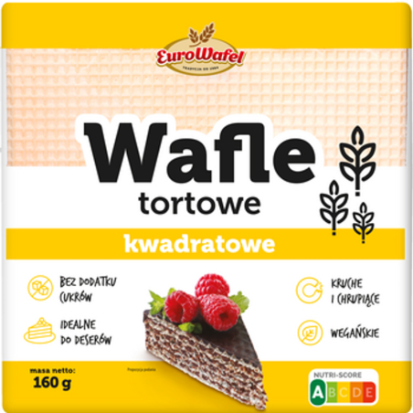 Eurowafel Wafle tortowe kwadratowe 160g