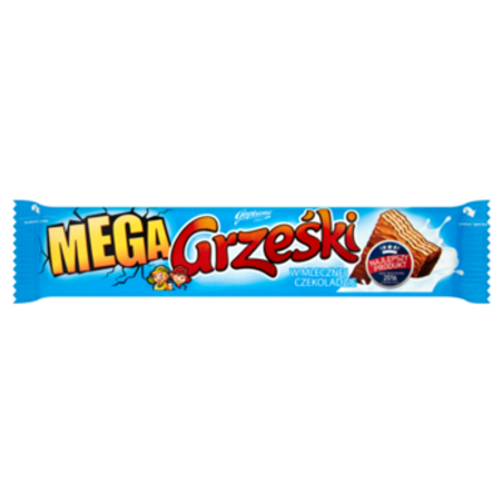 Grześki Mega Wafel przekładany kremem kakaowym w mlecznej czekoladzie 48g