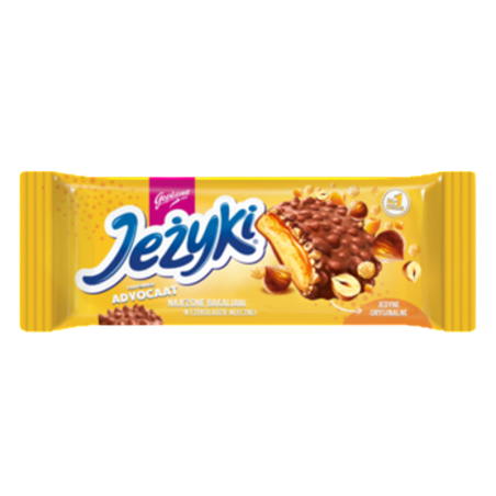 Jeżyki o smaku Advocat ciastka w czekoladzie mlecznej 140 g