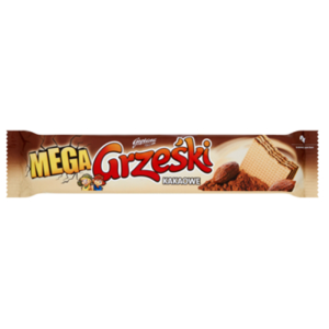 Grześki Mega Kakaowe Wafel przekładany kremem kakaowym 34 g X36