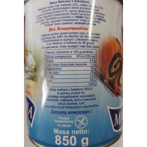 Masa makowa z bakaliami 850 g Helio X6