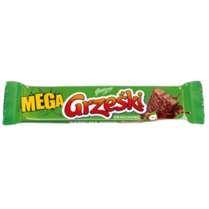 Grześki Mega Orzechowe Wafel przekładany kremem orzechowym w czekoladzie mlecznej 48 g