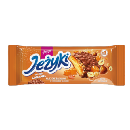 Jeżyki Orzech i Słony Karmel ciastka w czekoladzie mlecznej 140g