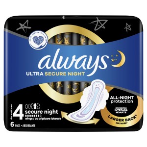 Always Ultra Secure Night Podpaski ze skrzydełkami rozmiar 4 6 szt.