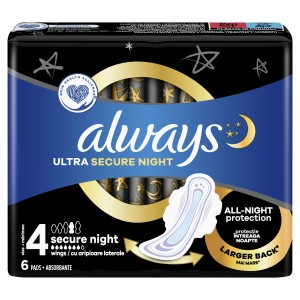 Always Ultra Secure Night Podpaski ze skrzydełkami rozmiar 4 6 szt.