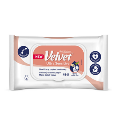 Nawilżany papier toaletowy Velvet Ultra Sensitive 48 sztuk