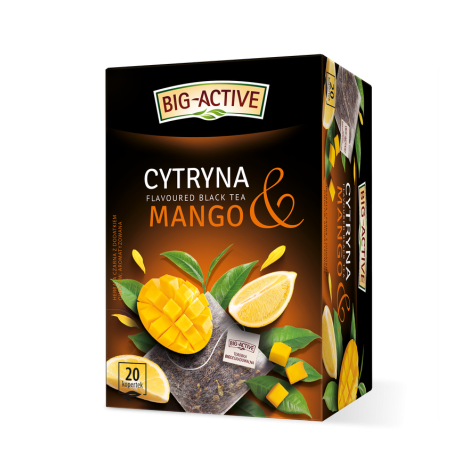 Big-Active Herbata Czarna Aromatyzowana o Smaku Mango i Cytryny. 20 torebek x 2g