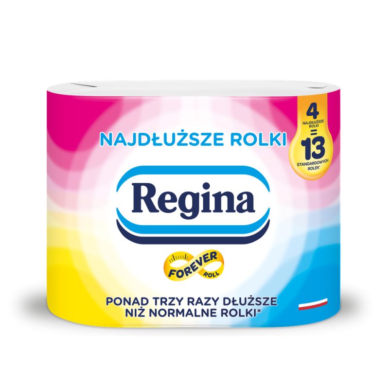 Papier toaletowy Regina Najdłuższe Rolki 4 rolki opakowanie papierowe