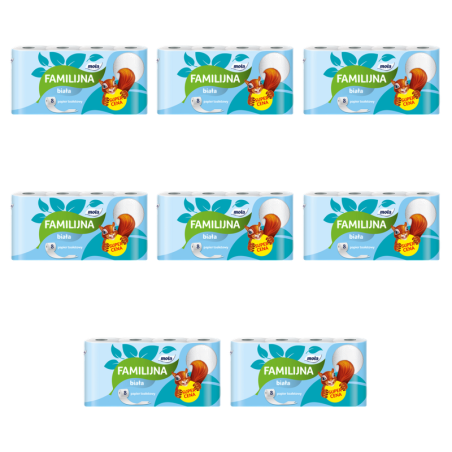 Mola Familijna biała Papier toaletowy 8 rolek X8