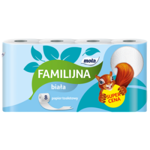 Mola Familijna biała Papier toaletowy 8 rolek X8