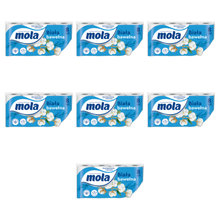 Mola Papier toaletowy biała bawełna 8 rolek X7
