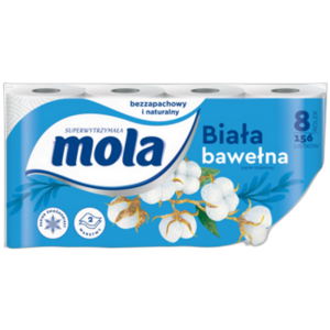 Mola Papier toaletowy biała bawełna 8 rolek X7