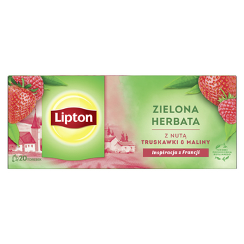 Lipton herbata zielona o smaku maliny i truskawki 20tb