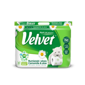 Papier Toaletowy Velvet Rumianek i Aloes 12 rolek, 3 warstwy X7